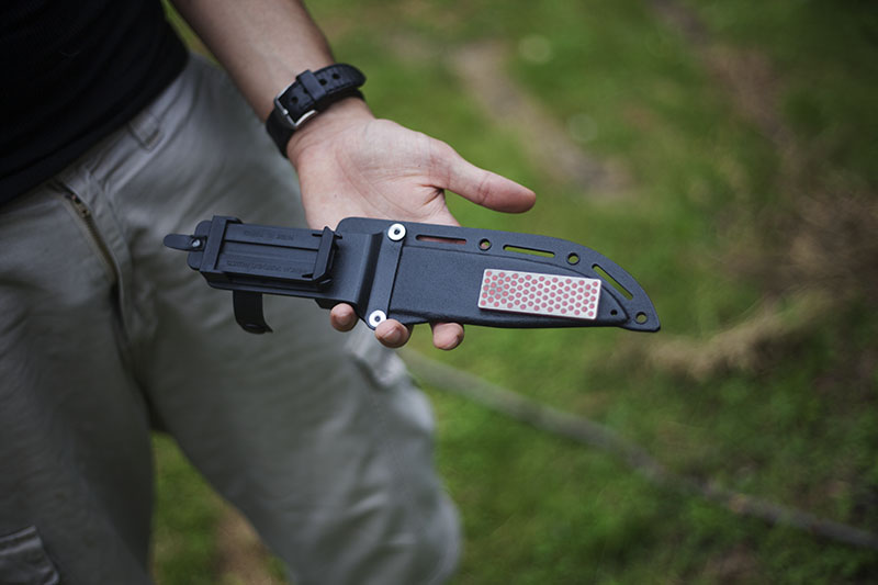 sharpening stone on sheath