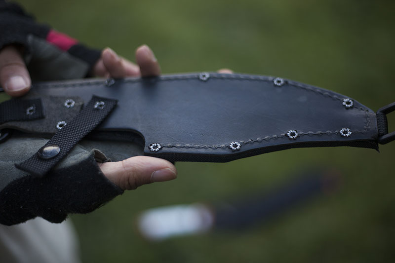 leather sheath on ontario marine raider bowie