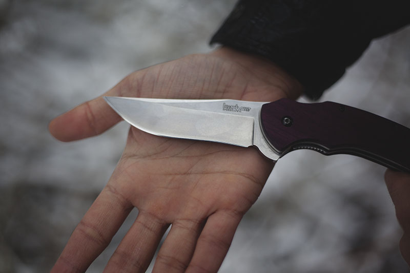 purple wooden handles kershaw tremor custom