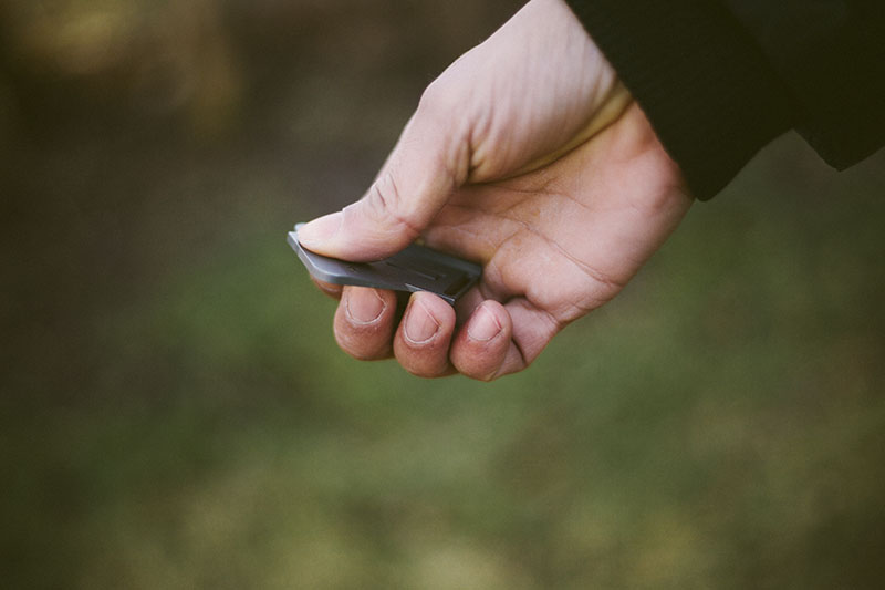 tiny spyderco squarehead rectangle knife sydie hole